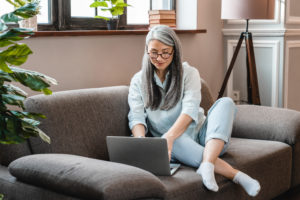 Image of Middle-aged woman on the sofa